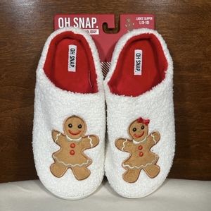 Gingerbread Slippers Large (9-10) Christmas House Shoes Ginger Bread